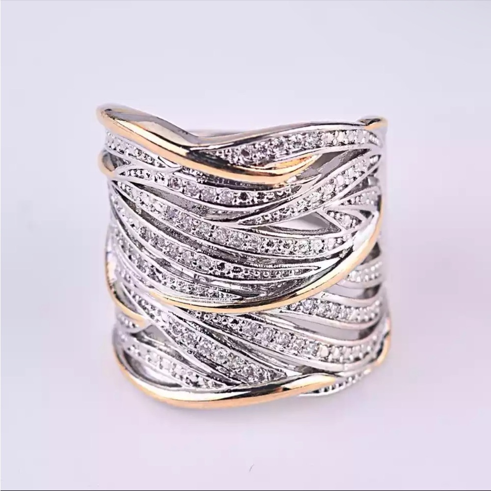 New Vintage 925 Silver Ring White Promise Wedding Band Ring - Picture 4 of 6